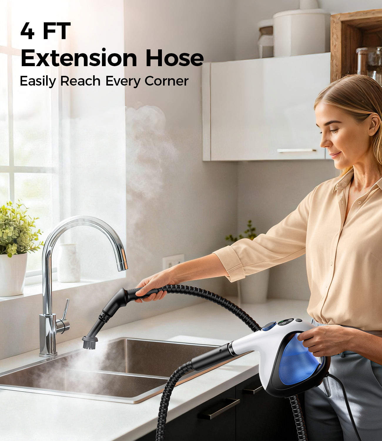 Adicom Handheld Steam Cleaner 3s Heat-Up, High-Pressure Deep Cleaning