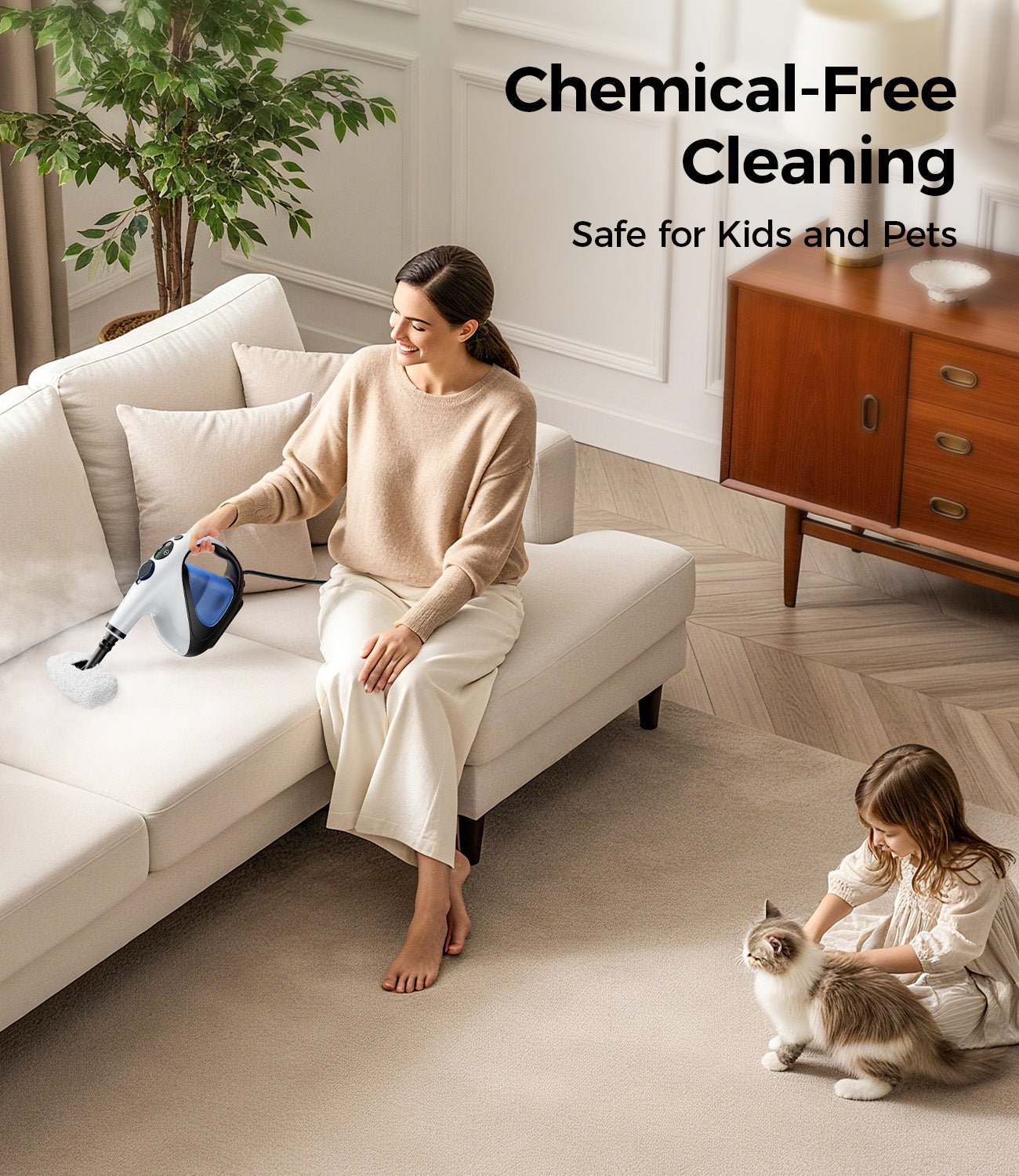 Adicom Handheld Steam Cleaner 3s Heat-Up, High-Pressure Deep Cleaning